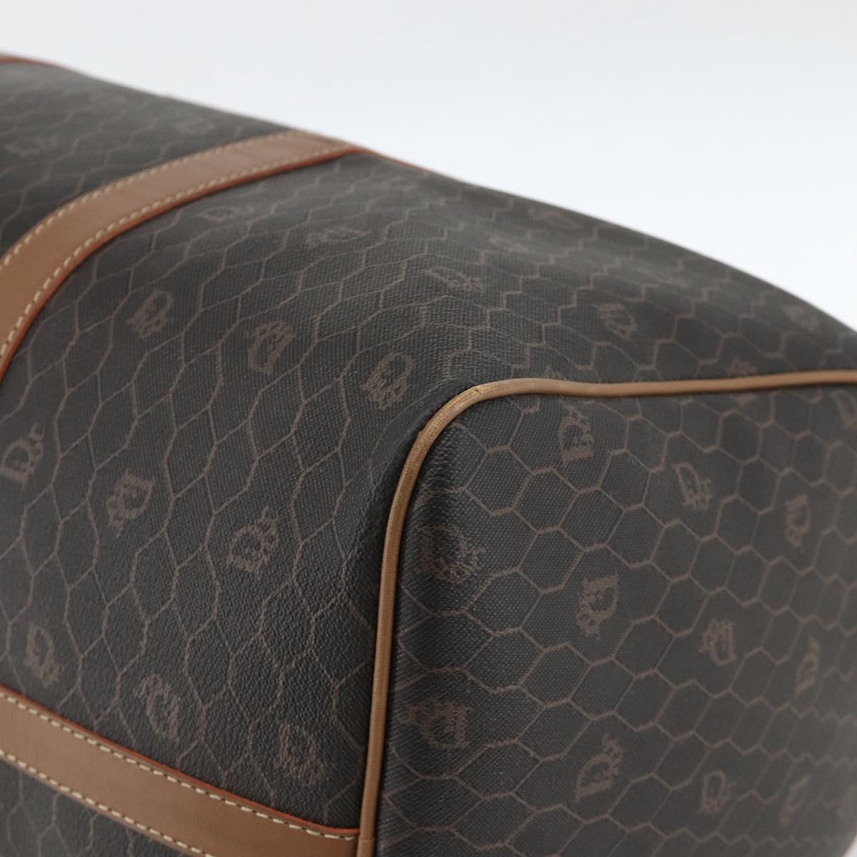 Christian Dior Honeycomb Canvas Boston Bag PVC Black Gold Auth ka3782A
