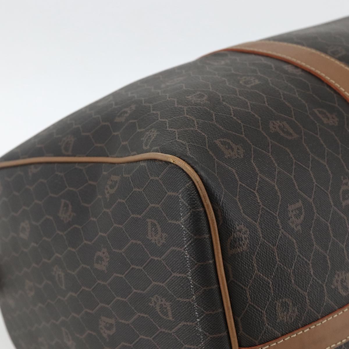 Christian Dior Honeycomb Canvas Boston Bag PVC Black Gold Auth ka3782A
