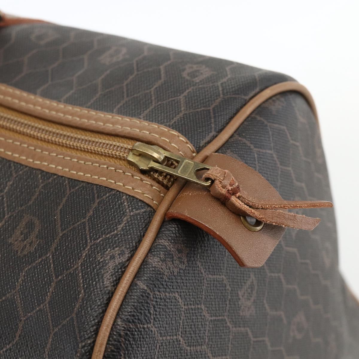 Christian Dior Honeycomb Canvas Boston Bag PVC Black Gold Auth ka3782A