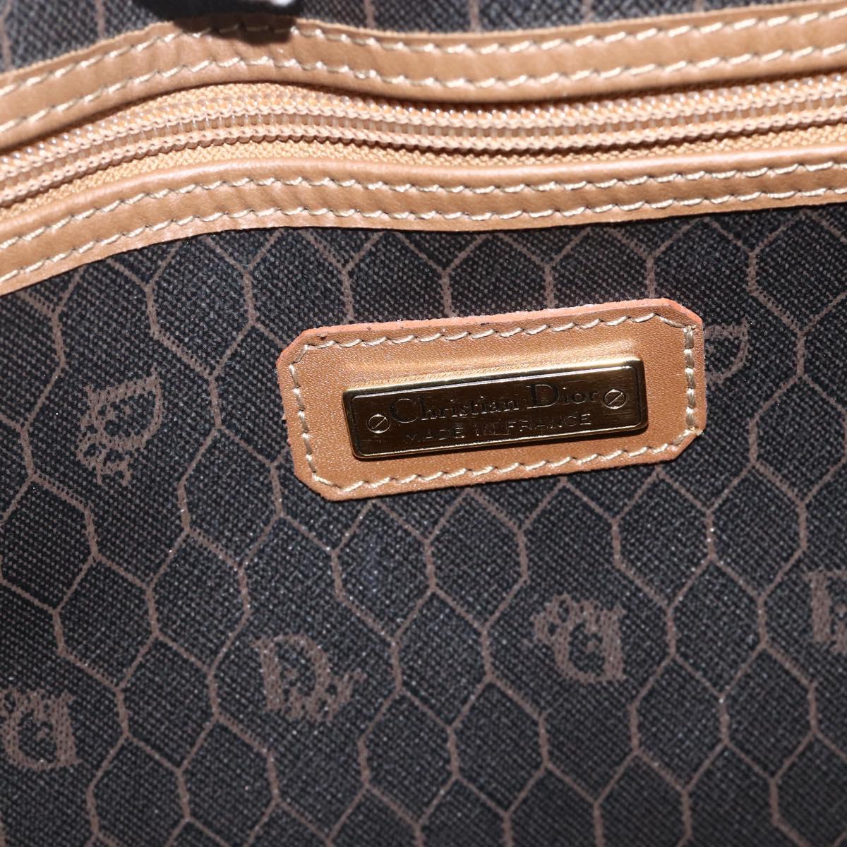 Christian Dior Honeycomb Canvas Boston Bag PVC Black Gold Auth ka3782A