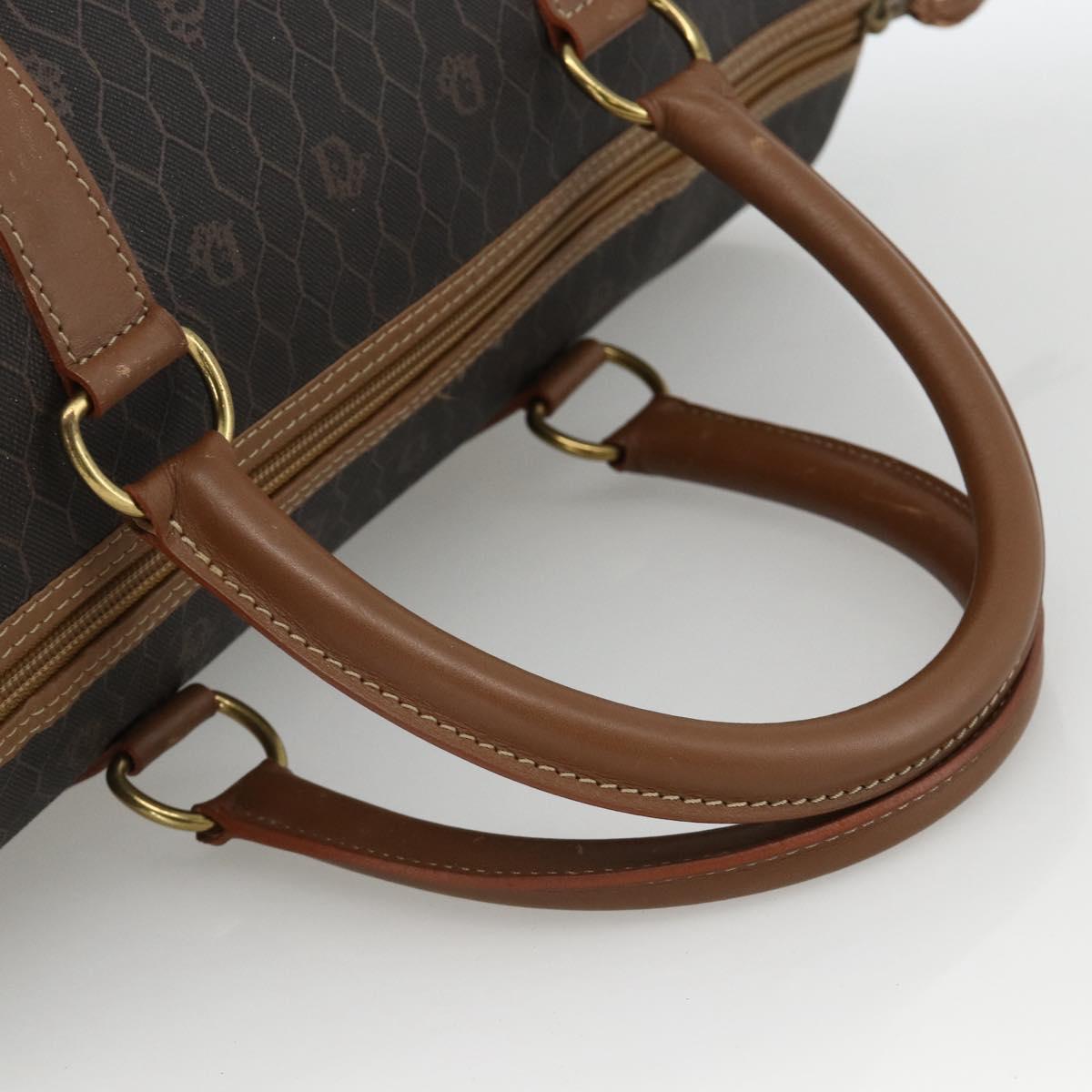 Christian Dior Honeycomb Canvas Boston Bag PVC Black Gold Auth ka3782A