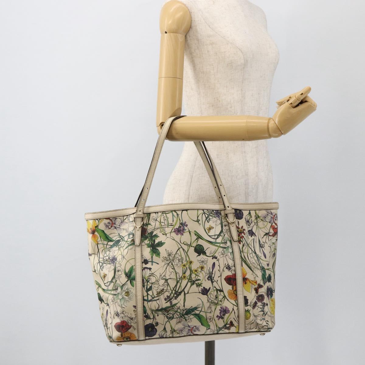 GUCCI Tote Bag PVC Ivory Gold 309613 Auth ka3786