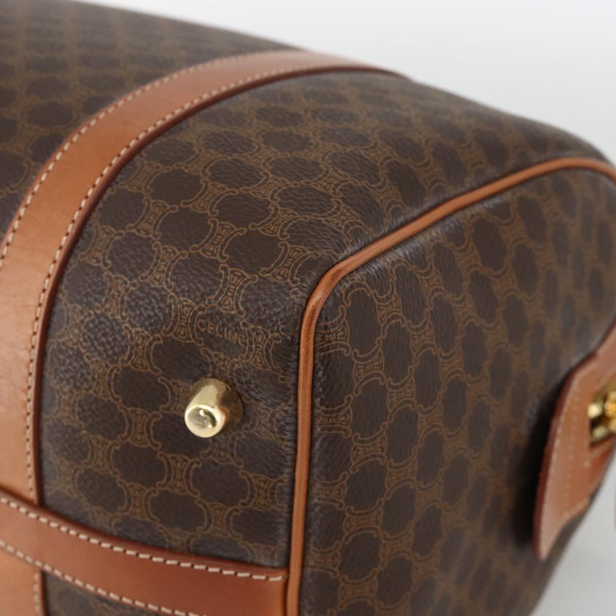 CELINE Macadam Canvas Hand Bag PVC Leather Brown Gold Auth ka3794