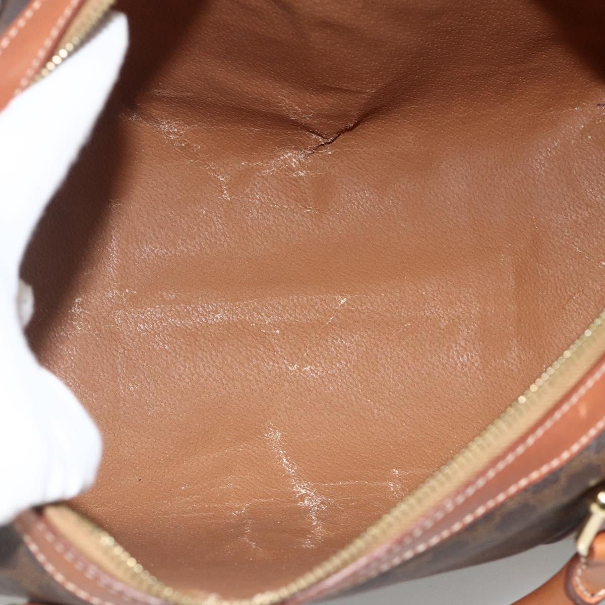 CELINE Macadam Canvas Hand Bag PVC Leather Brown Gold Auth ka3794