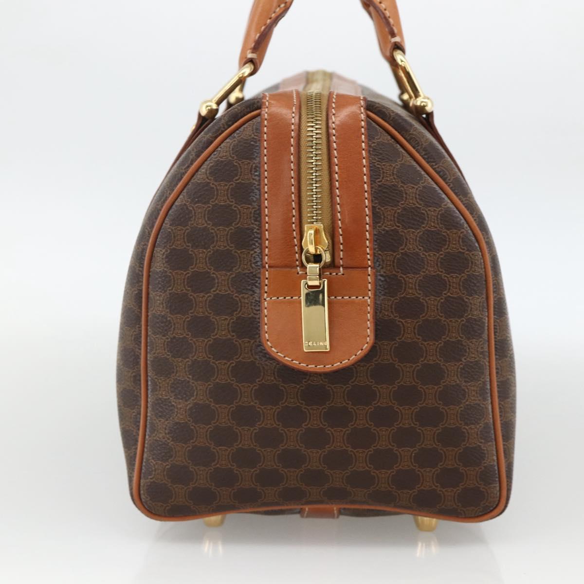 CELINE Macadam Canvas Hand Bag PVC Leather Brown Gold Auth ka3794