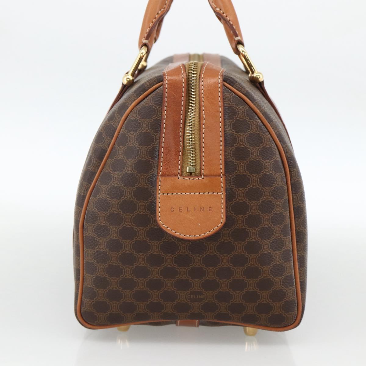 CELINE Macadam Canvas Hand Bag PVC Leather Brown Gold Auth ka3794