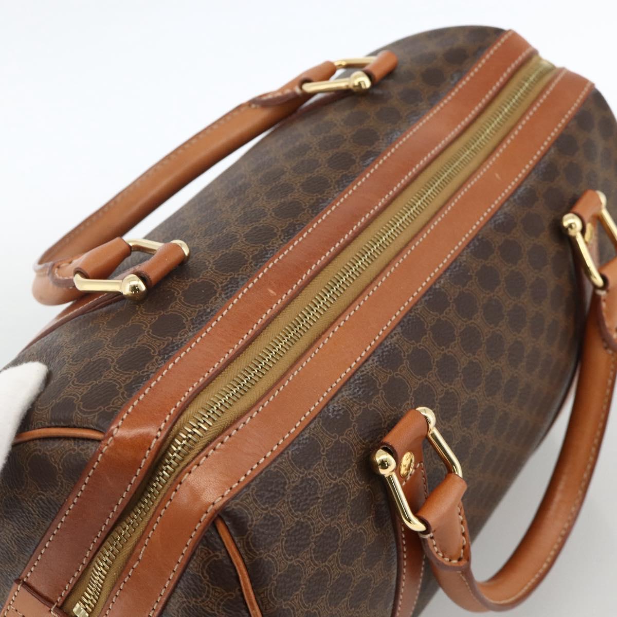 CELINE Macadam Canvas Hand Bag PVC Leather Brown Gold Auth ka3794