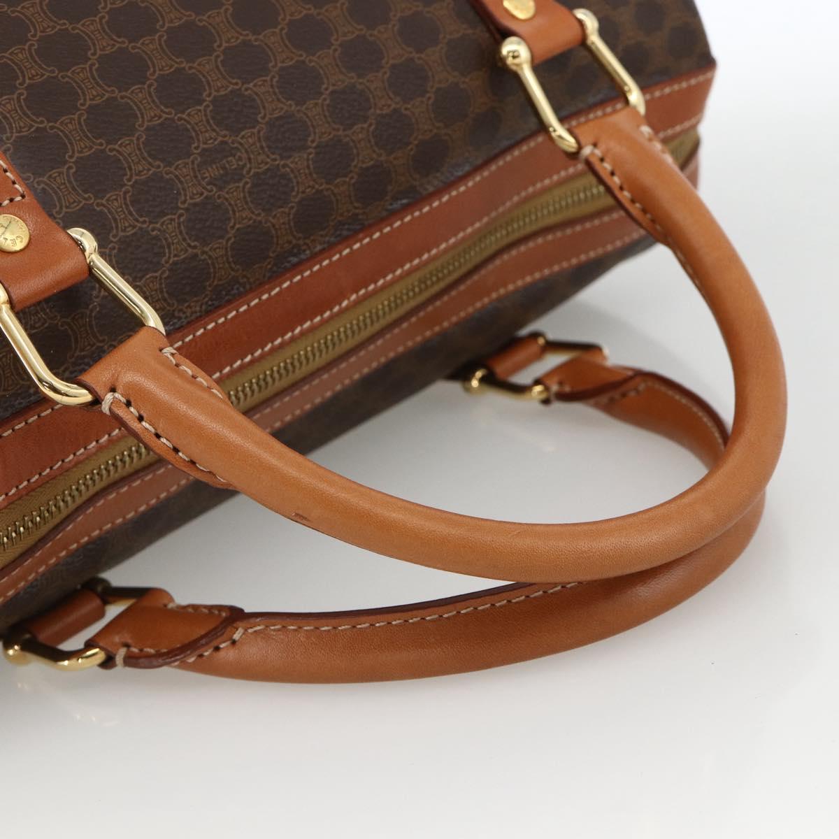 CELINE Macadam Canvas Hand Bag PVC Leather Brown Gold Auth ka3794