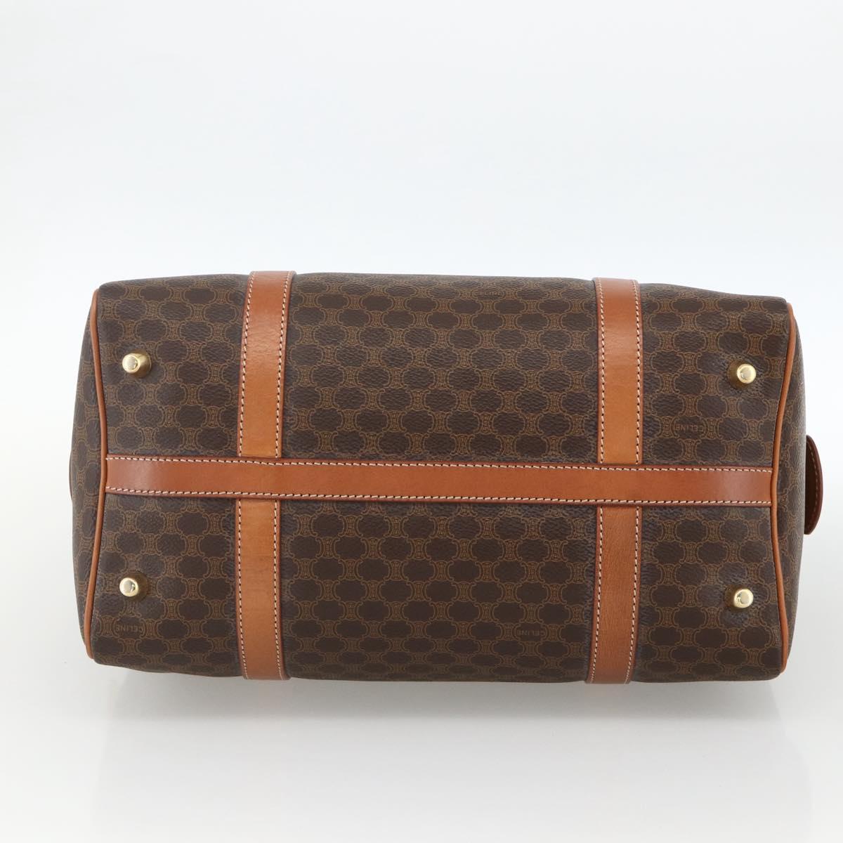 CELINE Macadam Canvas Hand Bag PVC Leather Brown Gold Auth ka3794