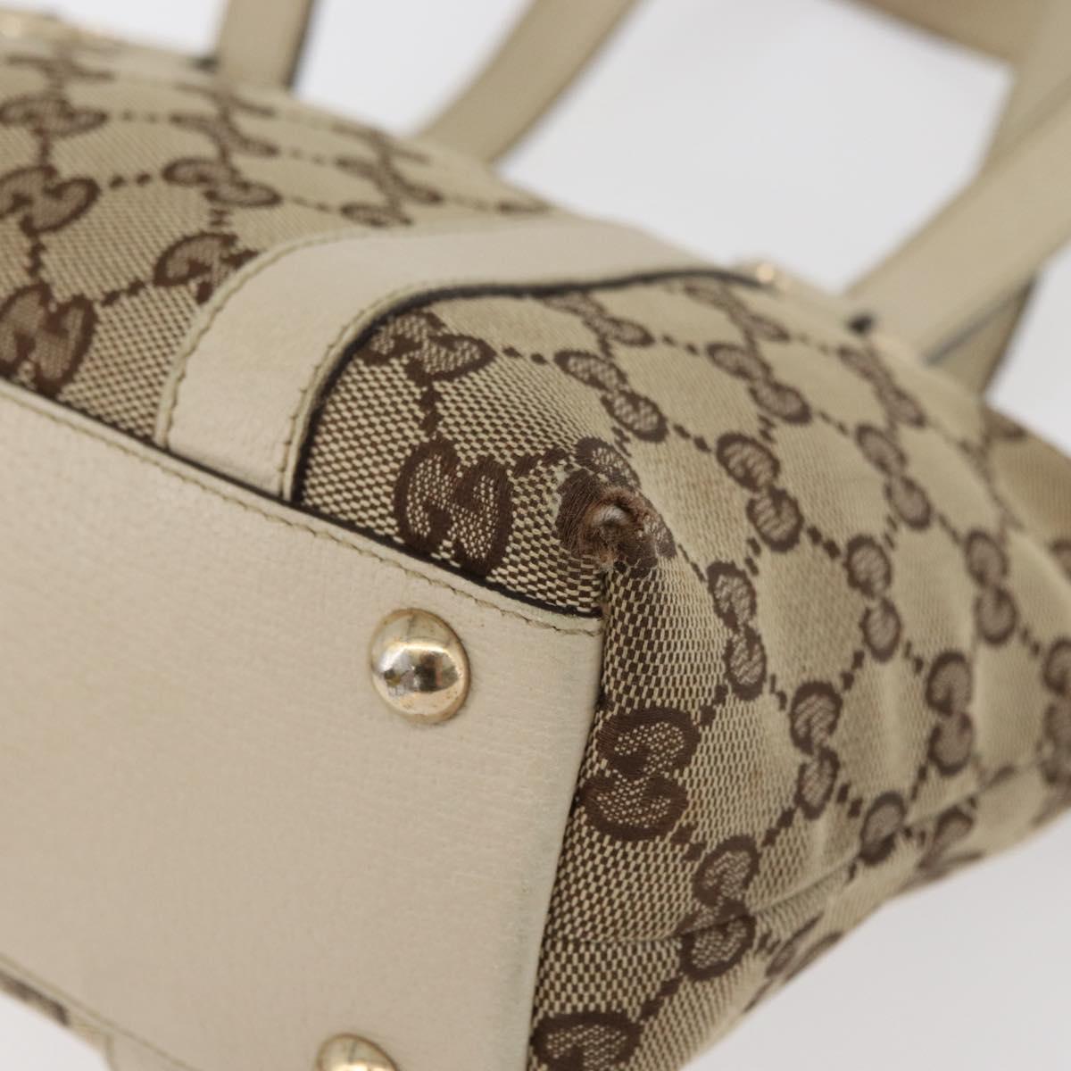 GUCCI Abbey GG Canvas Hand Bag Beige Gold 141471 Auth ka3796