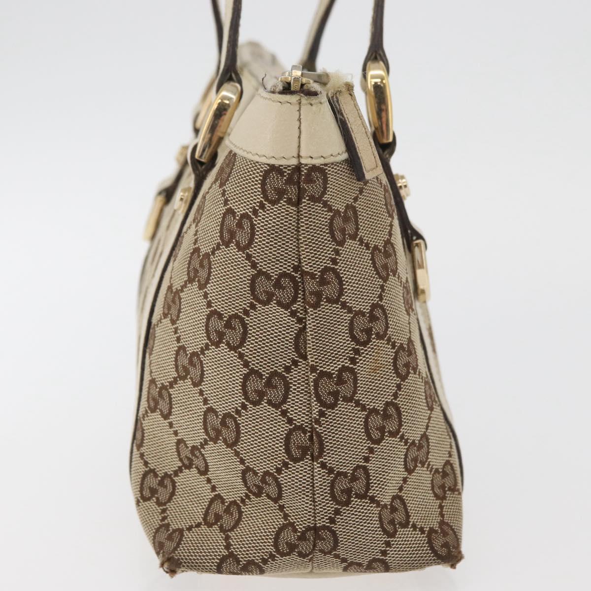 GUCCI Abbey GG Canvas Hand Bag Beige Gold 141471 Auth ka3796