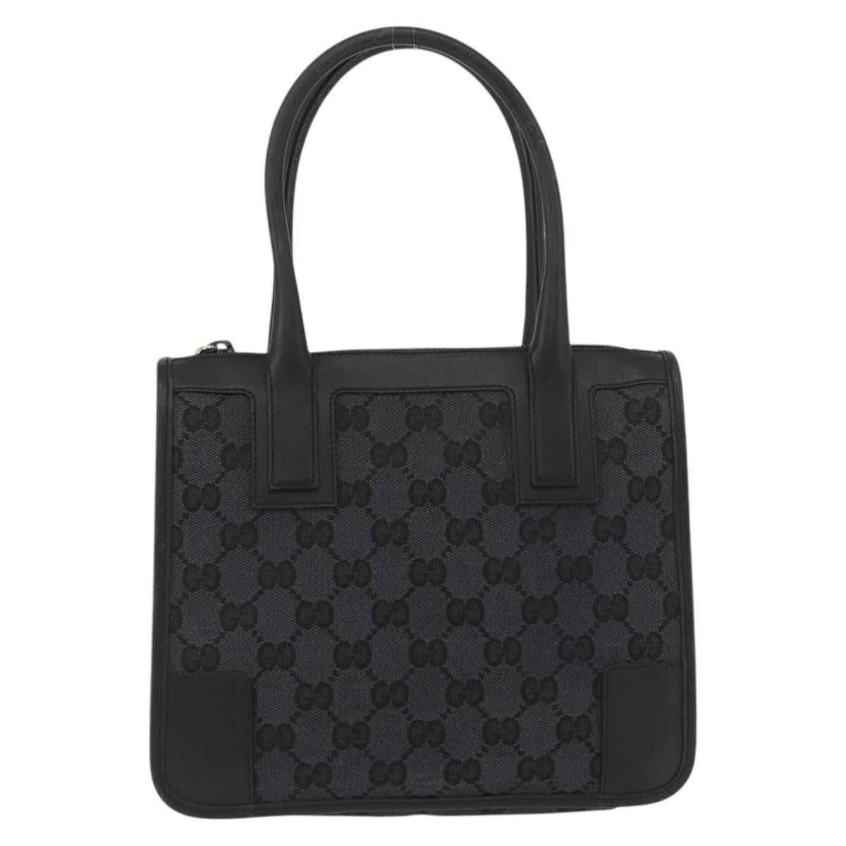GUCCI GG Canvas Hand Bag Black Gold 000 0856 Auth ka3836A
