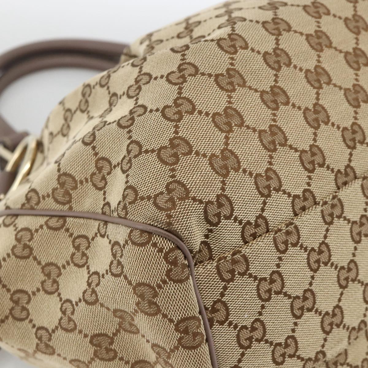 GUCCI GG Canvas Sukey Hand Bag Beige Gold 211944 Auth ka3843A