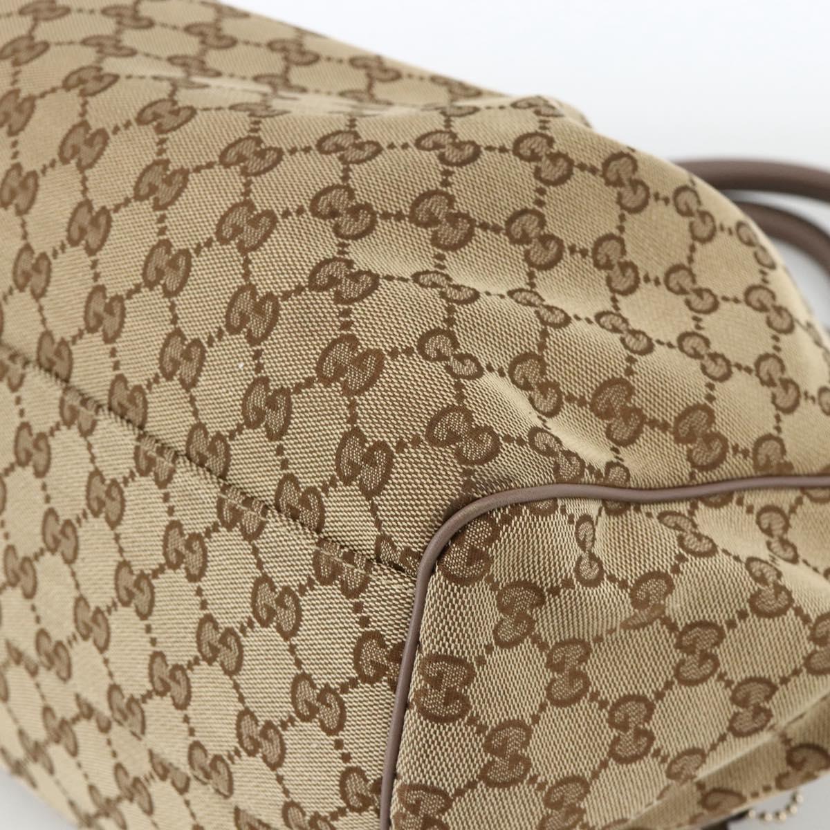 GUCCI GG Canvas Sukey Hand Bag Beige Gold 211944 Auth ka3843A