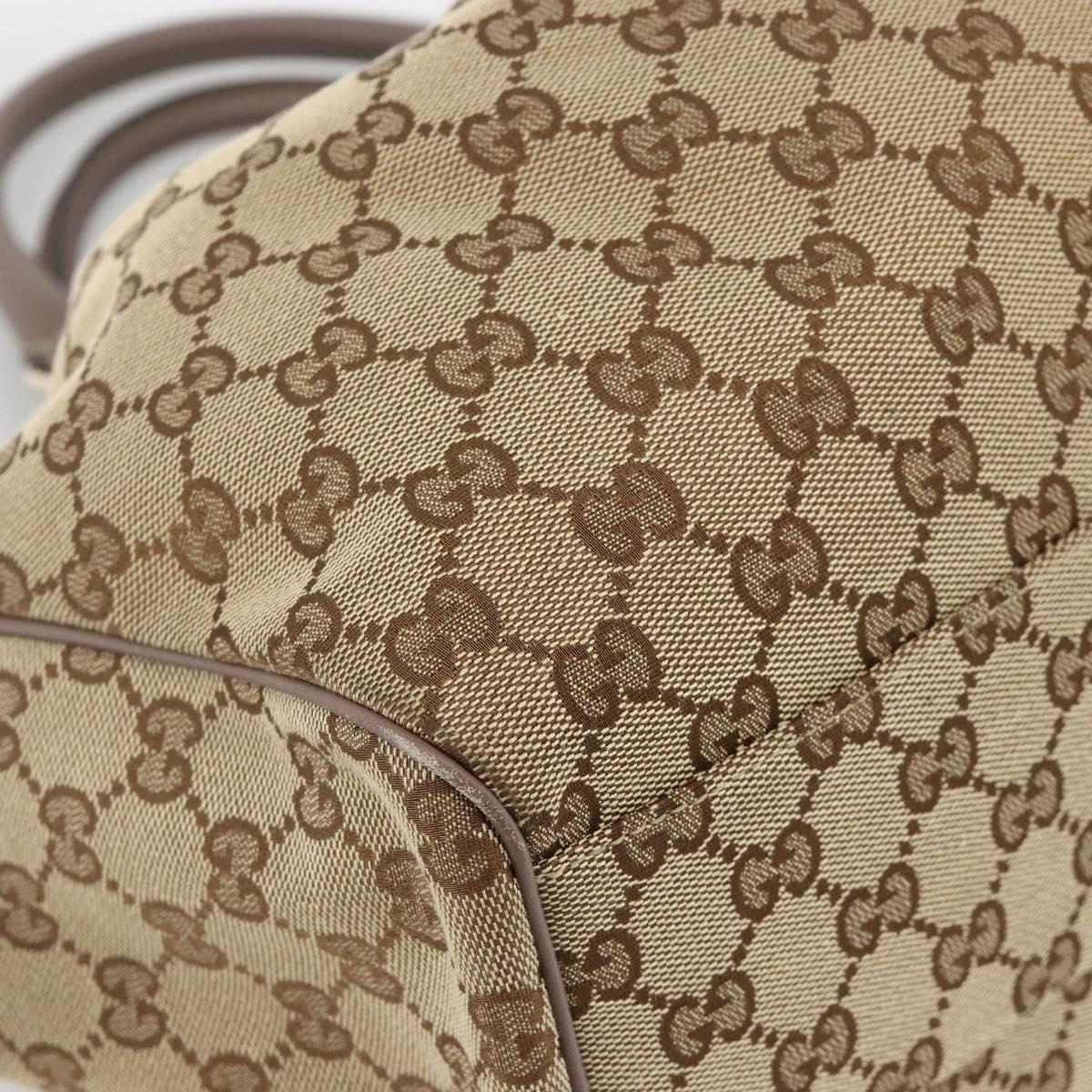GUCCI GG Canvas Sukey Hand Bag Beige Gold 211944 Auth ka3843A