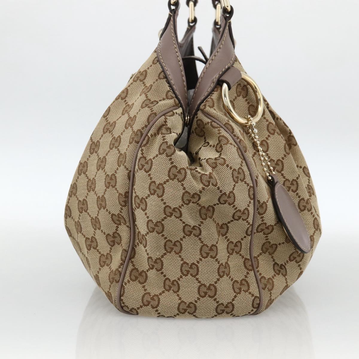 GUCCI GG Canvas Sukey Hand Bag Beige Gold 211944 Auth ka3843A