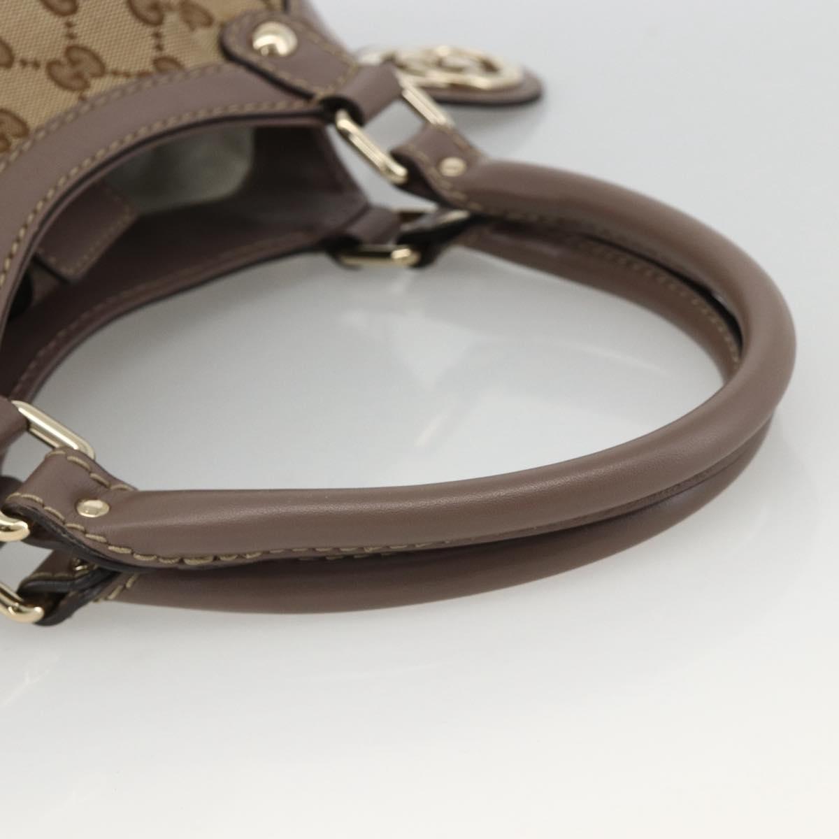 GUCCI GG Canvas Sukey Hand Bag Beige Gold 211944 Auth ka3843A