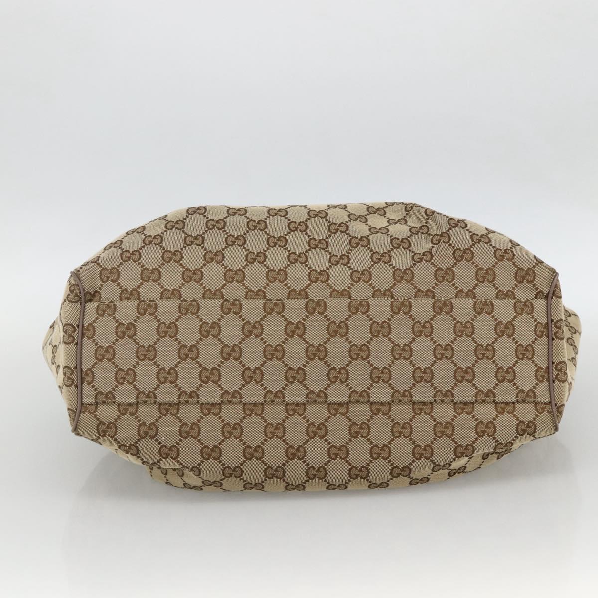 GUCCI GG Canvas Sukey Hand Bag Beige Gold 211944 Auth ka3843A