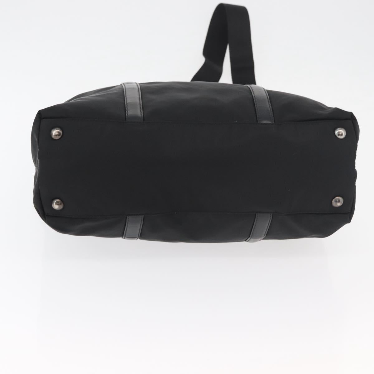 PRADA Hand Bag Nylon Leather 2way Black Silver Auth ka3854