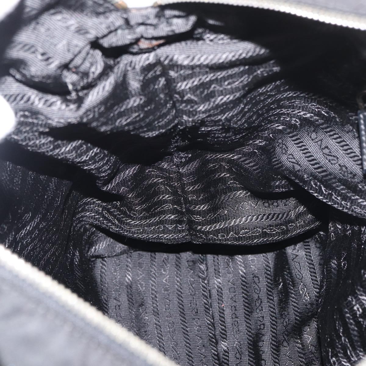 PRADA Hand Bag Nylon Leather 2way Black Silver Auth ka3854
