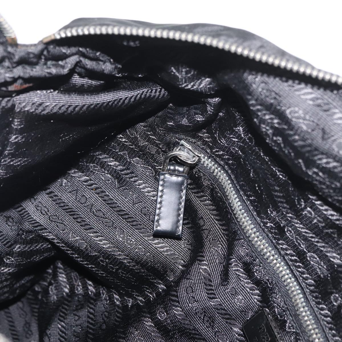 PRADA Hand Bag Nylon Leather 2way Black Silver Auth ka3854