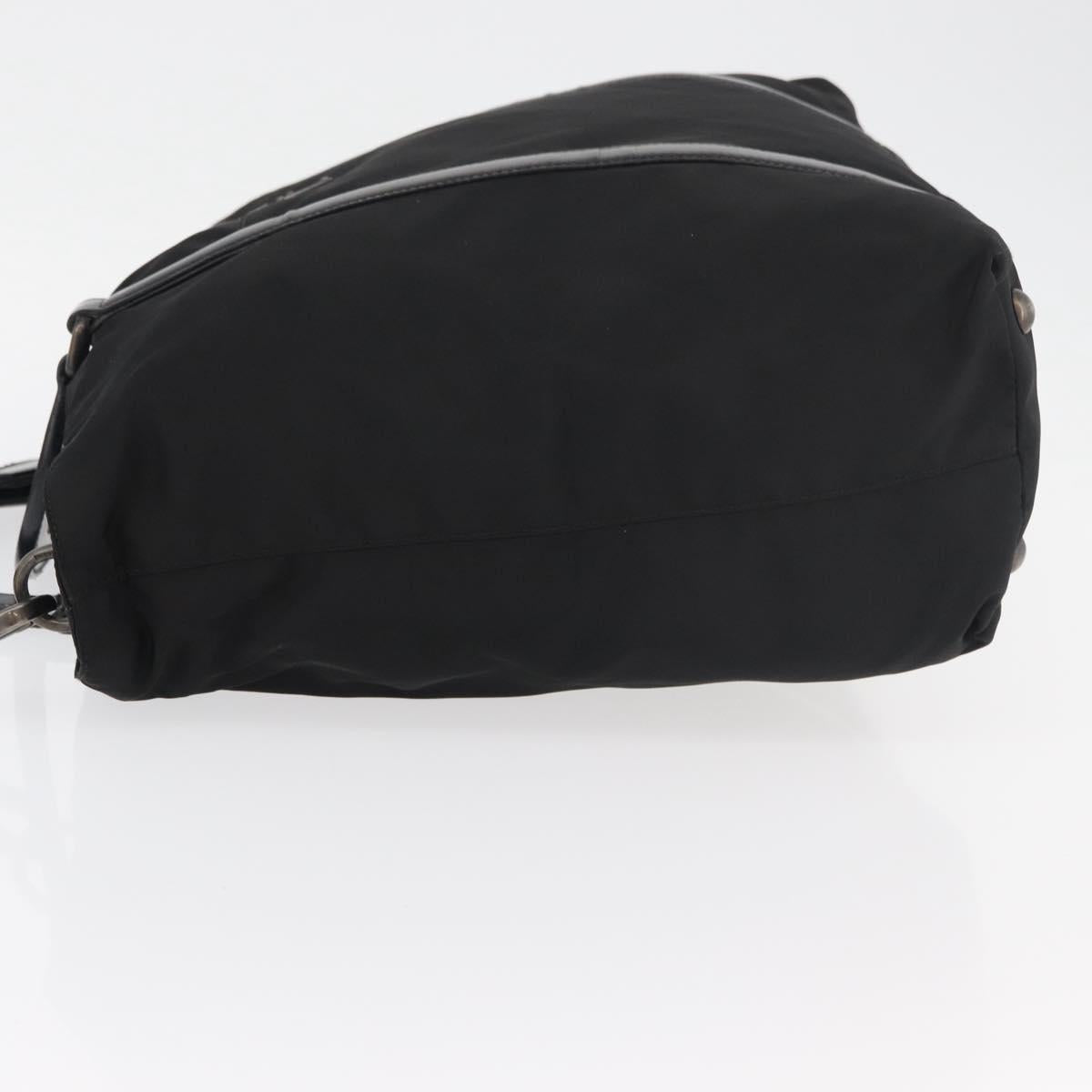PRADA Hand Bag Nylon Leather 2way Black Silver Auth ka3854