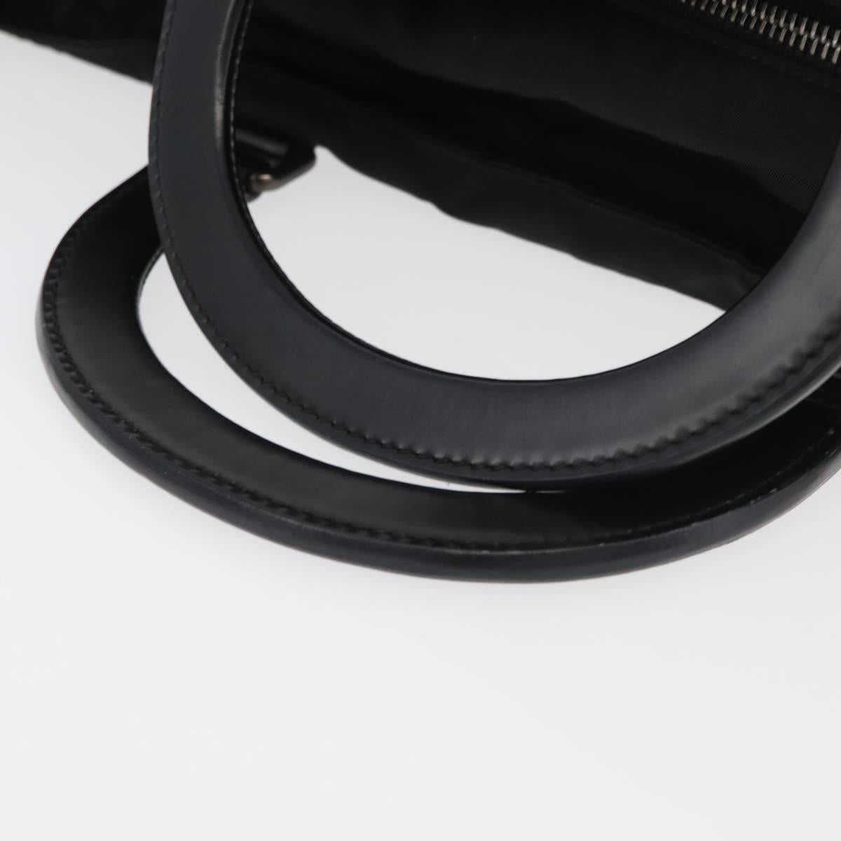 PRADA Hand Bag Nylon Leather 2way Black Silver Auth ka3854