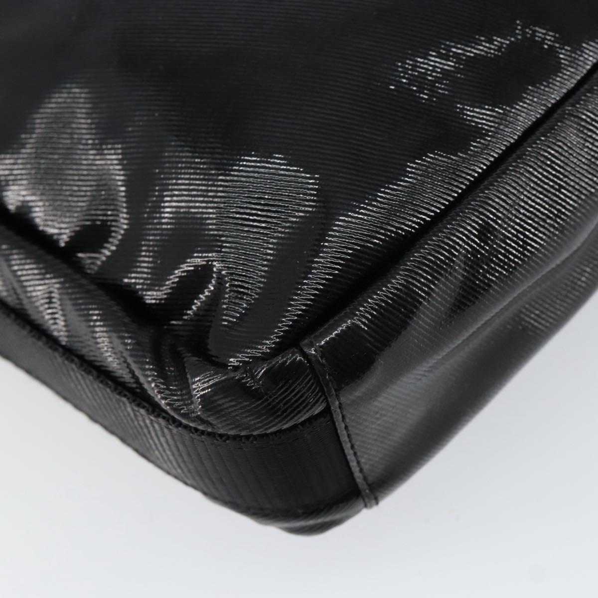 CHANEL Sports Line Shoulder Bag Patent leather Silver Black CC Auth ka387