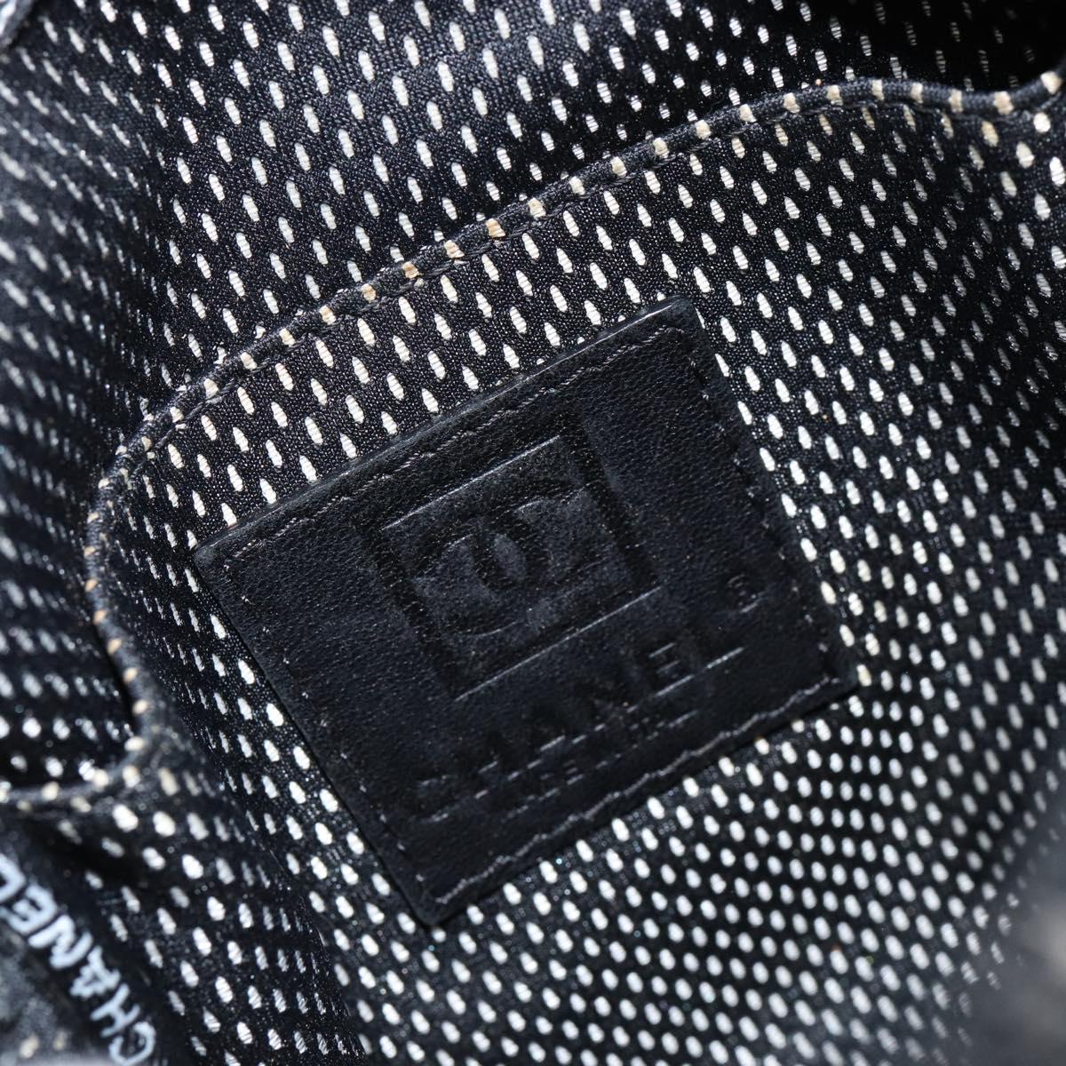 CHANEL Sports Line Shoulder Bag Patent leather Silver Black CC Auth ka387