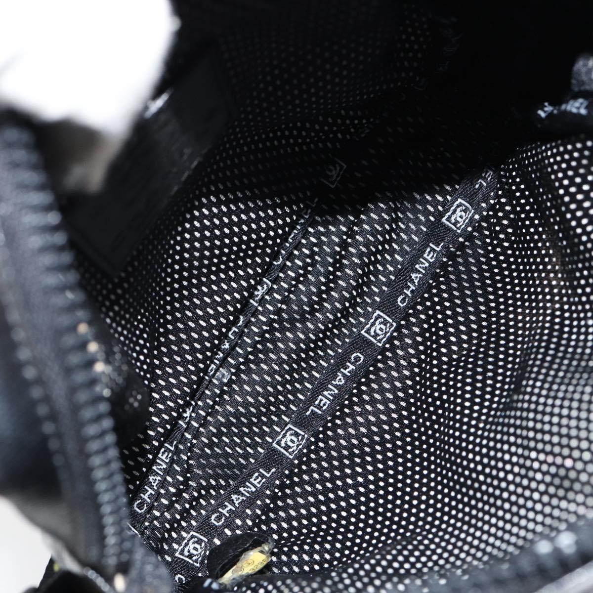 CHANEL Sports Line Shoulder Bag Patent leather Silver Black CC Auth ka387