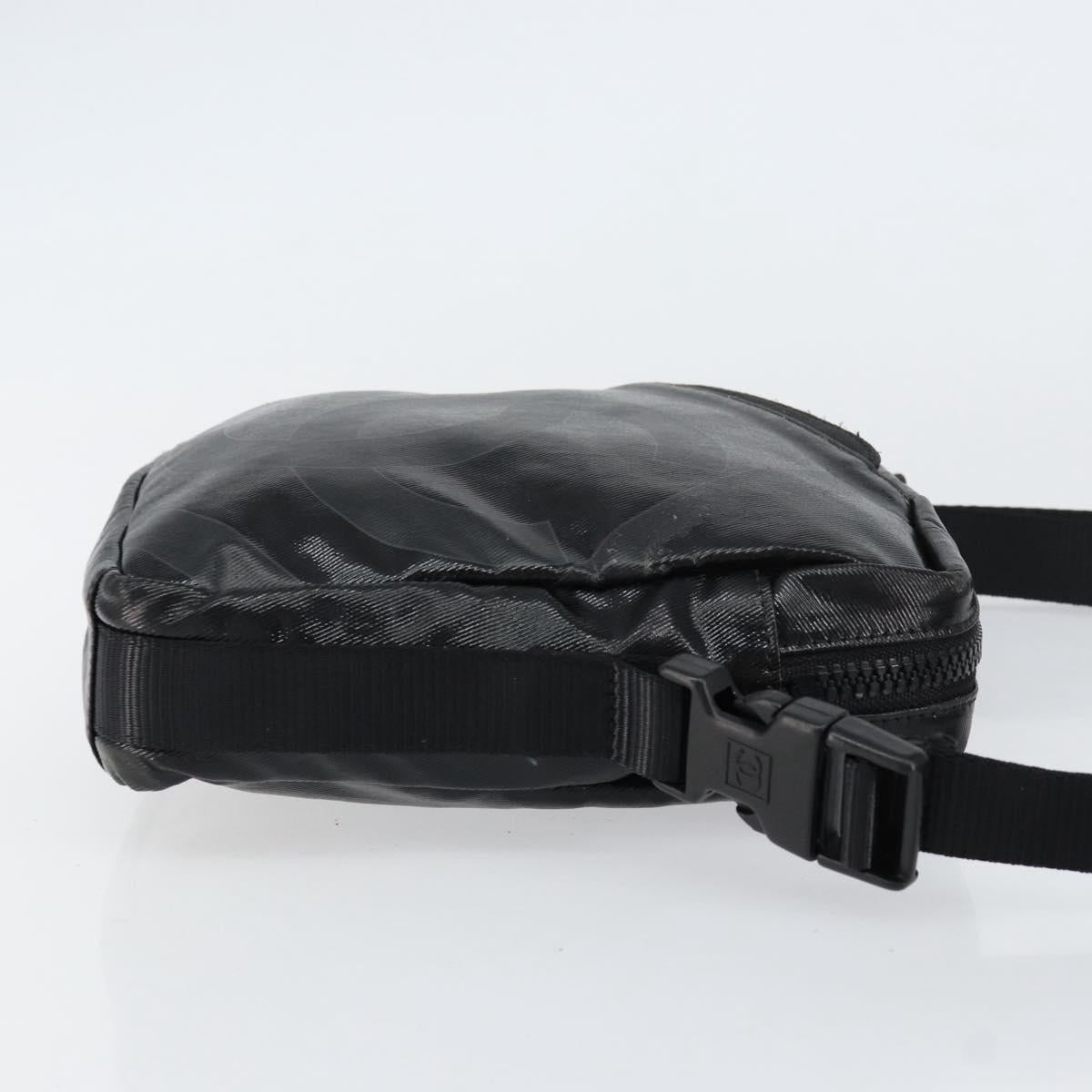 CHANEL Sports Line Shoulder Bag Patent leather Silver Black CC Auth ka387