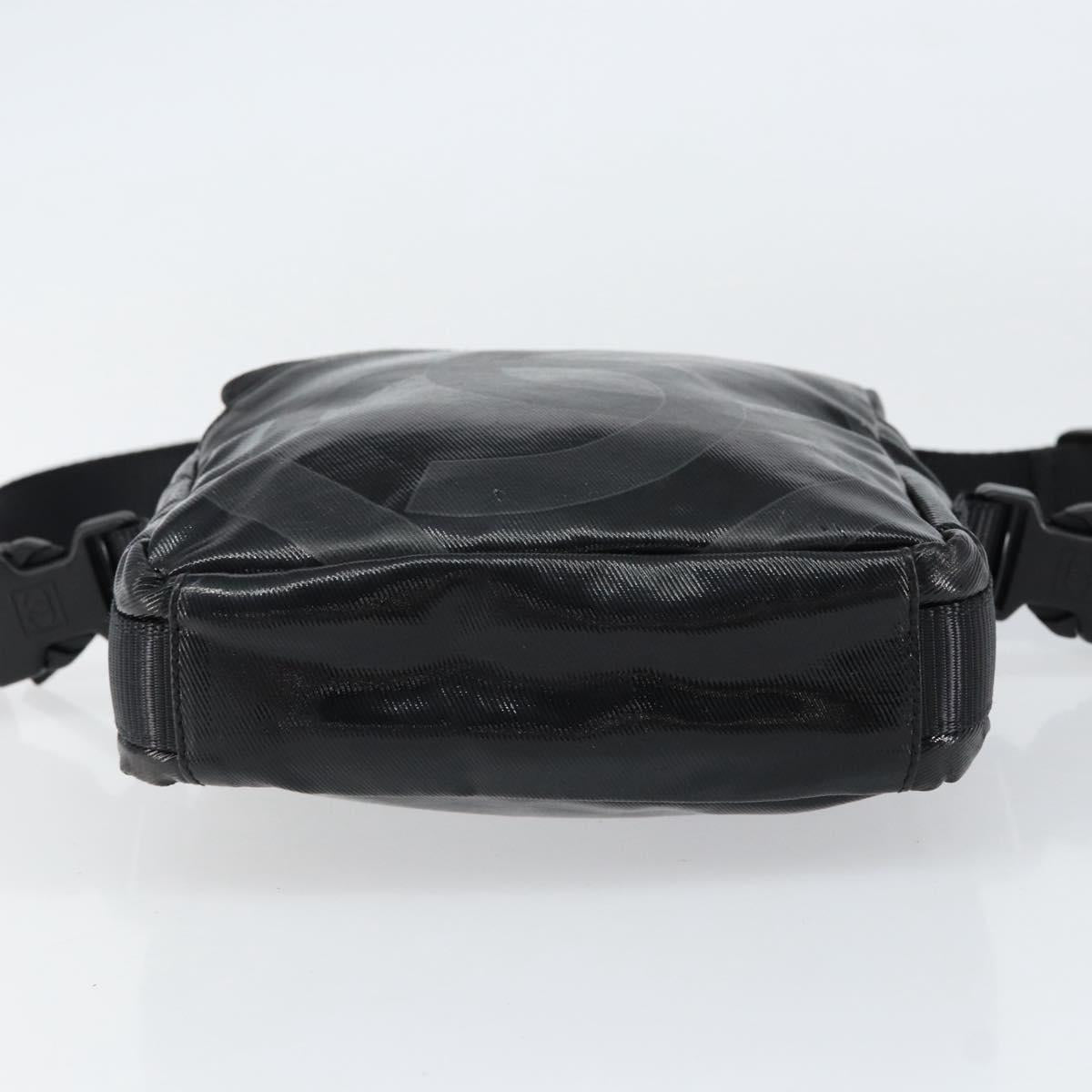 CHANEL Sports Line Shoulder Bag Patent leather Silver Black CC Auth ka387