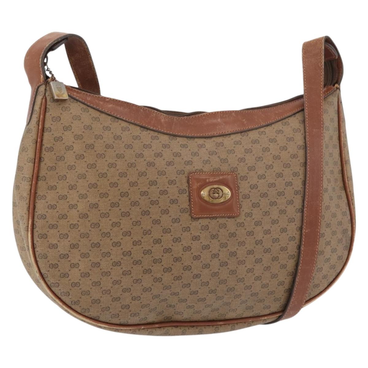 GUCCI Micro GG Supreme Shoulder Bag PVC Beige Gold 001 067 0719 Auth ka3876