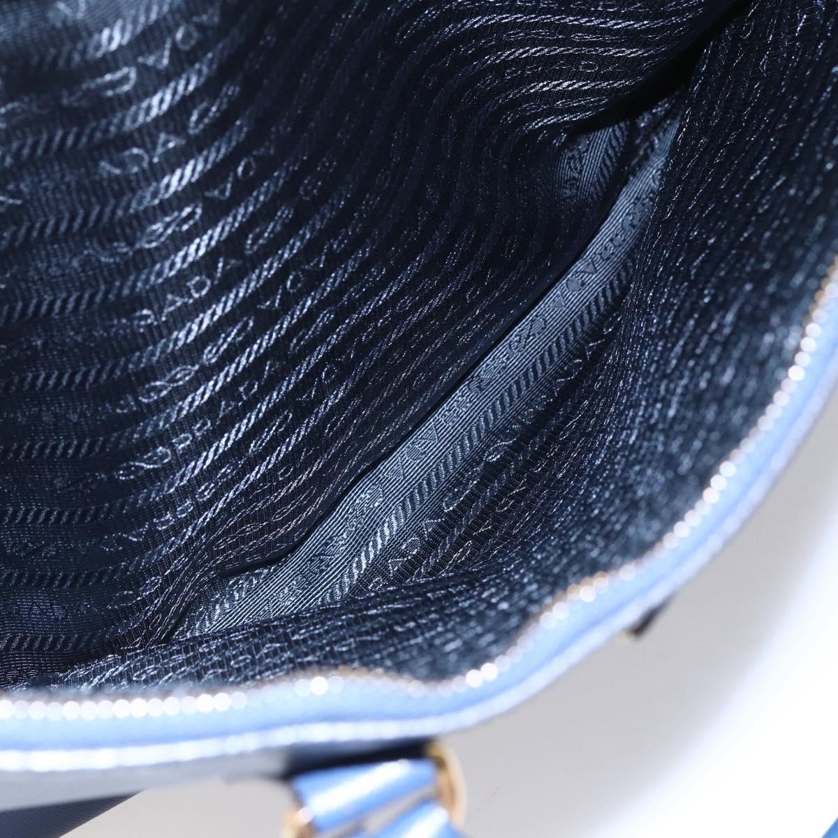 PRADA Galleria Hand Bag Safiano leather Blue Gold Auth ka388