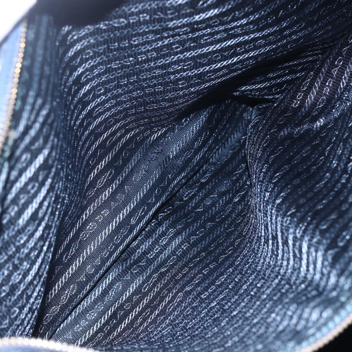 PRADA Galleria Hand Bag Safiano leather Blue Gold Auth ka388