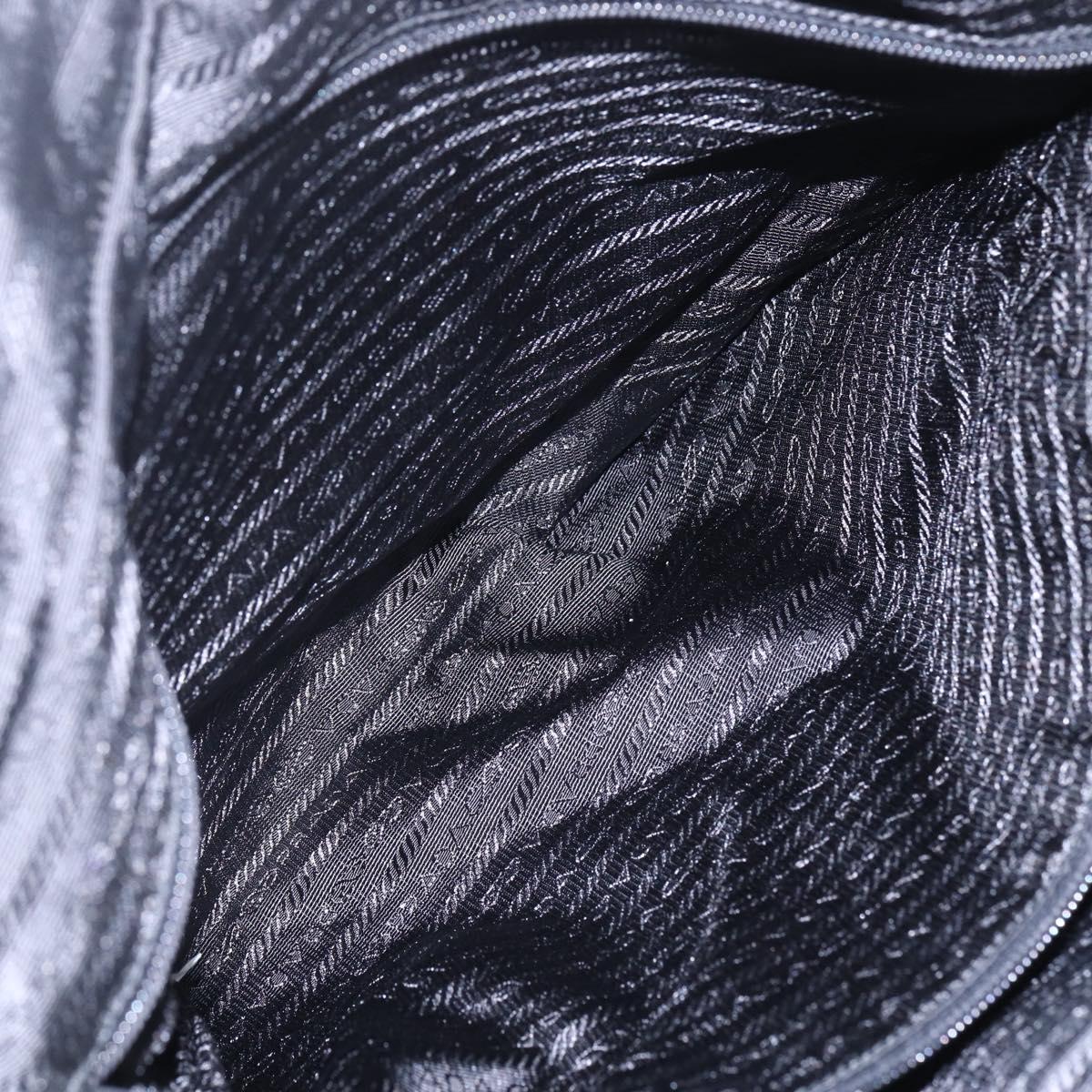 PRADA Business Bag Nylon Black Silver Auth ka390