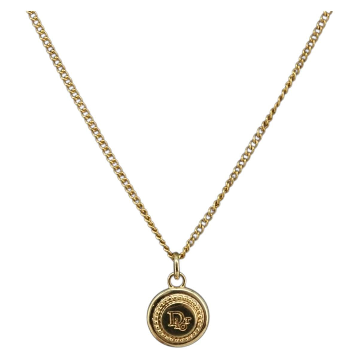 Christian Dior Necklace metal Gold Tone Auth ka3901A