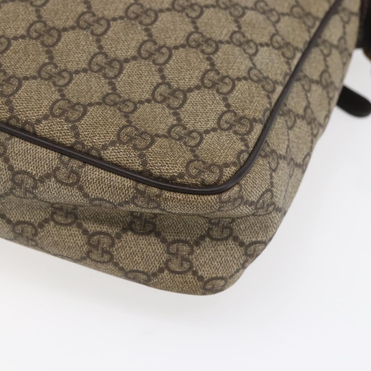 GUCCI GG Supreme Shoulder Bag PVC Brown Gold 201448 Auth ka392