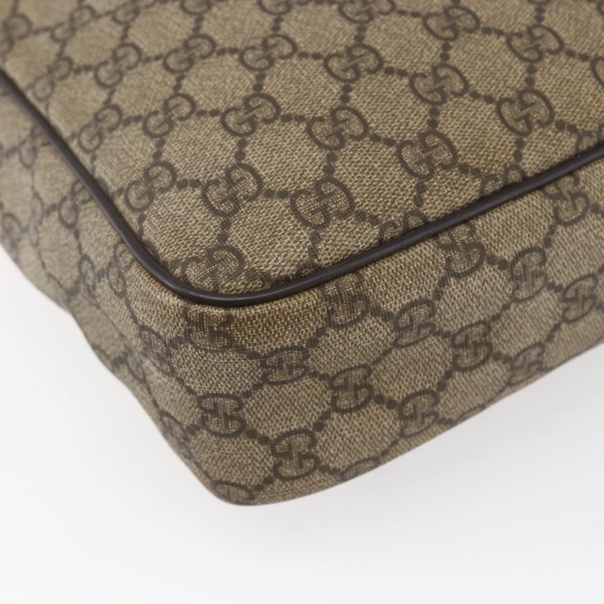 GUCCI GG Supreme Shoulder Bag PVC Brown Gold 201448 Auth ka392