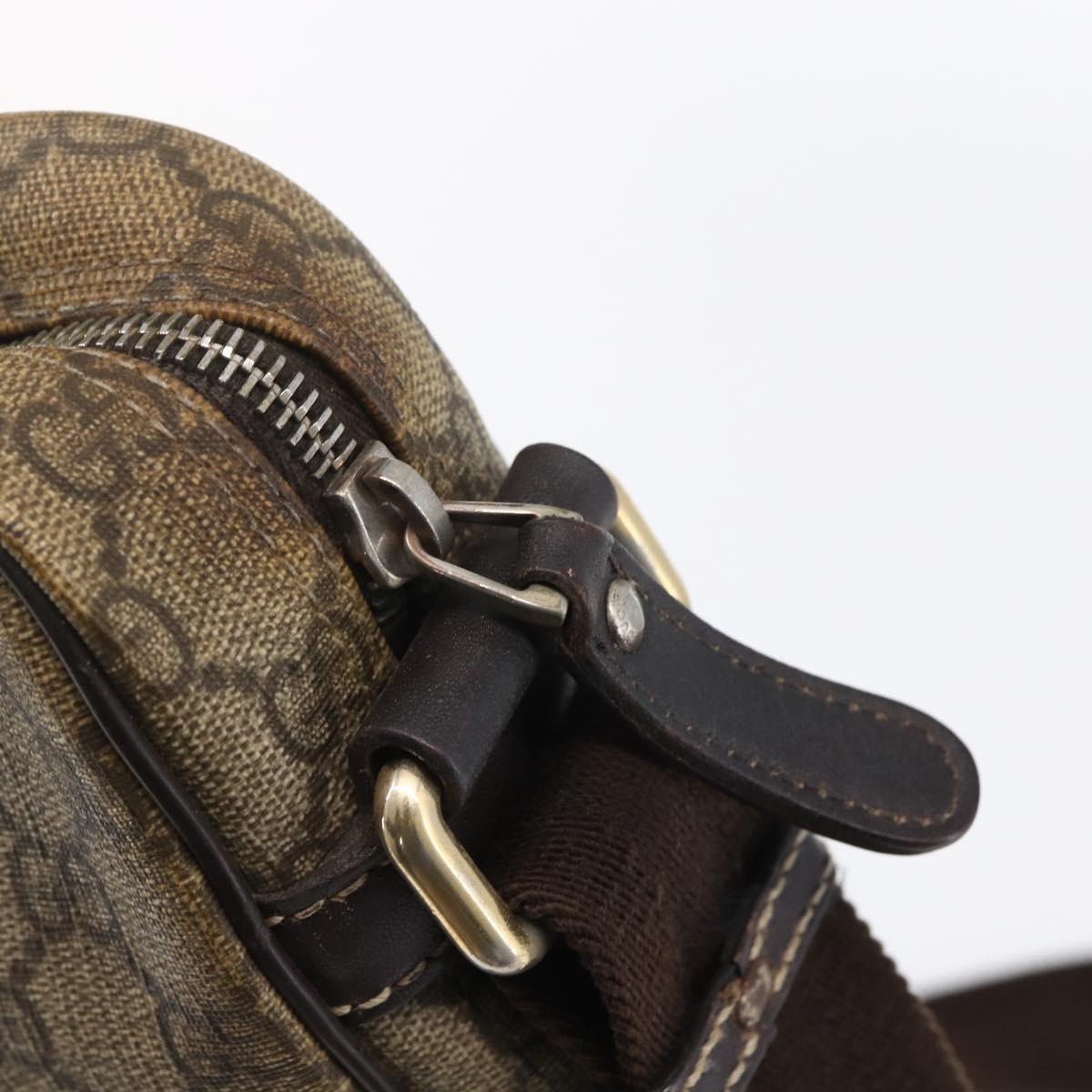 GUCCI GG Supreme Shoulder Bag PVC Brown Gold 201448 Auth ka392