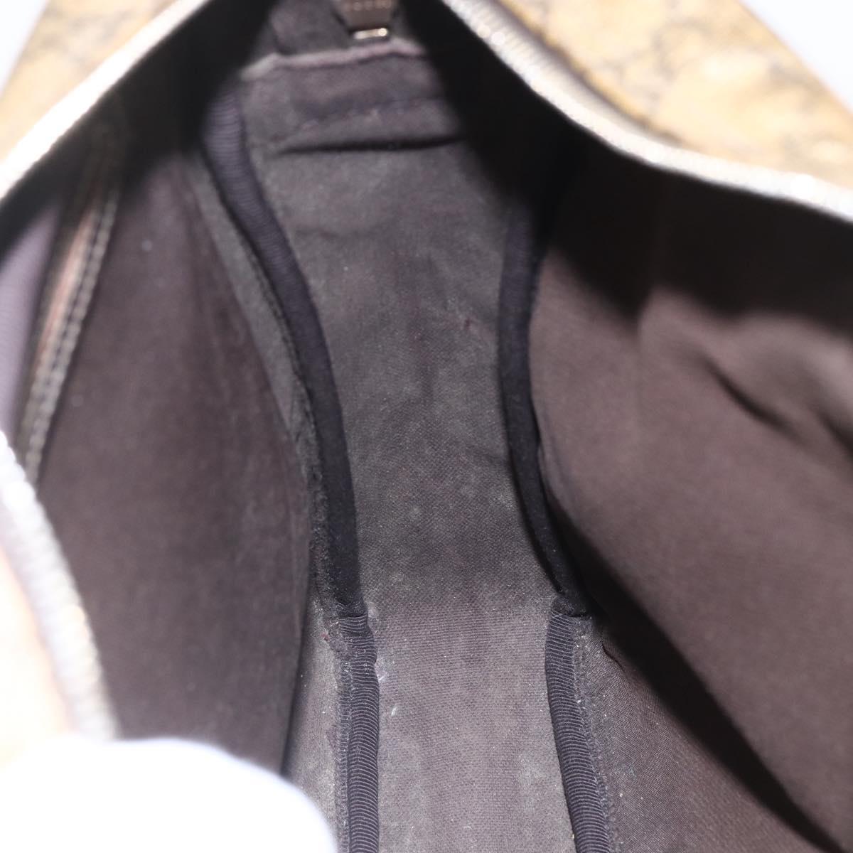 GUCCI GG Supreme Shoulder Bag PVC Brown Gold 201448 Auth ka392