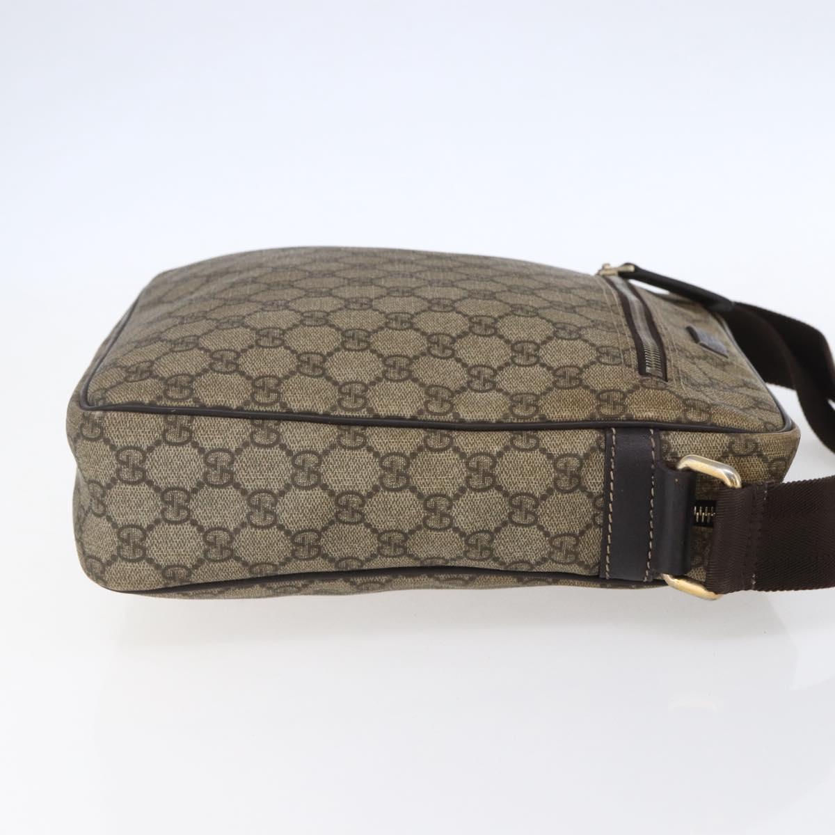 GUCCI GG Supreme Shoulder Bag PVC Brown Gold 201448 Auth ka392