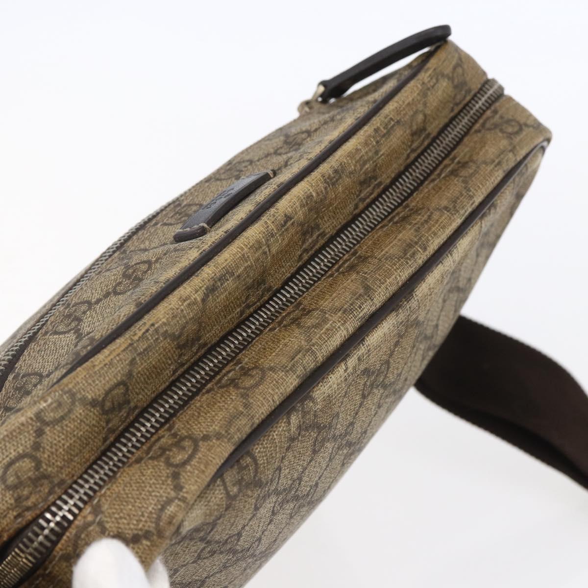 GUCCI GG Supreme Shoulder Bag PVC Brown Gold 201448 Auth ka392