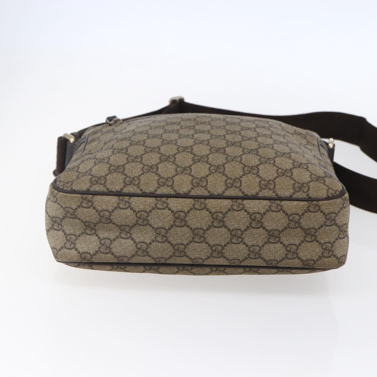 GUCCI GG Supreme Shoulder Bag PVC Brown Gold 201448 Auth ka392