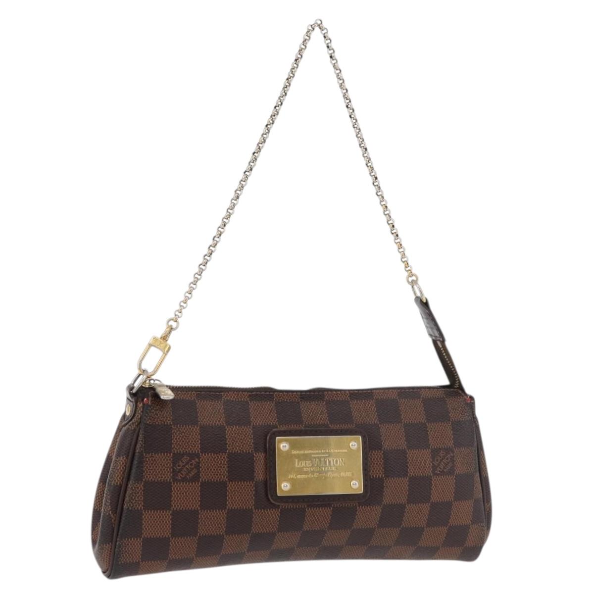 LOUIS VUITTON Damier Ebene Eva Shoulder Bag N55213 LV Auth ka3929