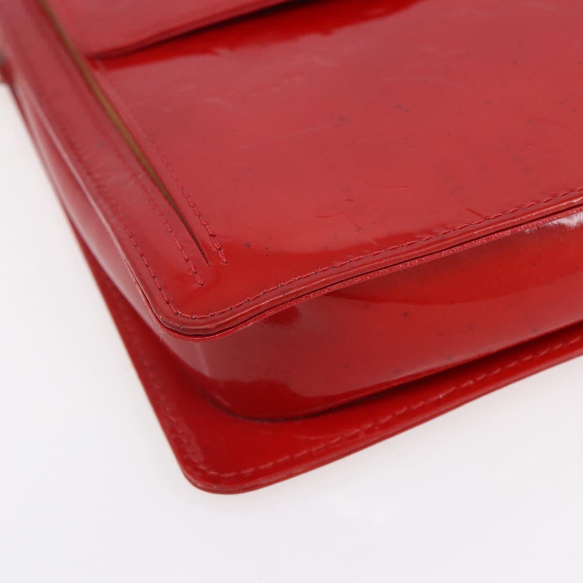 LOUIS VUITTON Monogram Vernis Motto Accessory Pouch Red M91137 LV Auth ka393