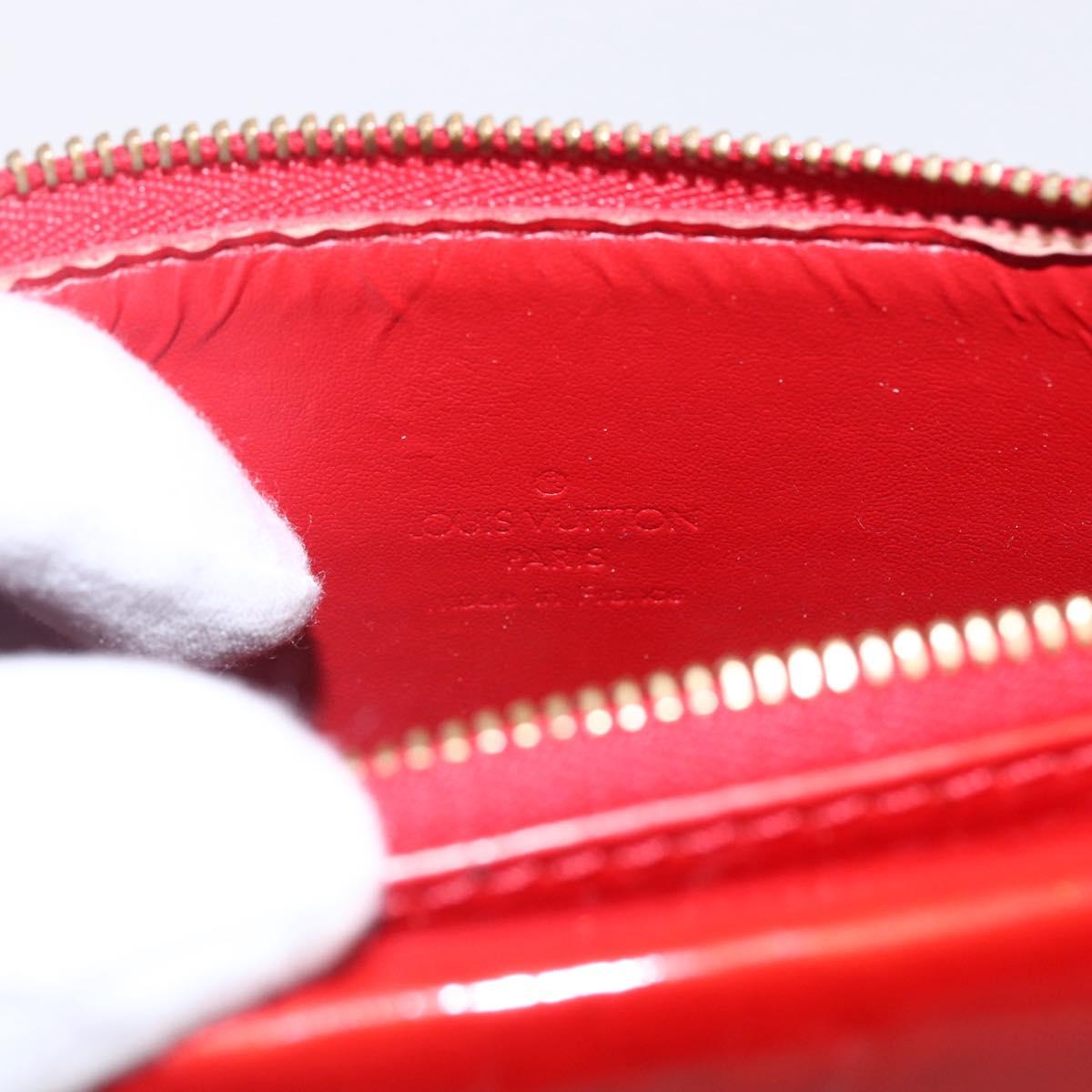 LOUIS VUITTON Monogram Vernis Motto Accessory Pouch Red M91137 LV Auth ka393