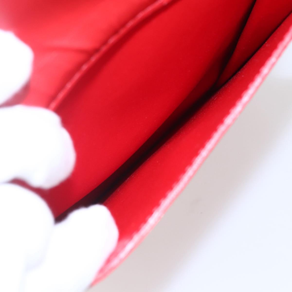 LOUIS VUITTON Monogram Vernis Motto Accessory Pouch Red M91137 LV Auth ka393