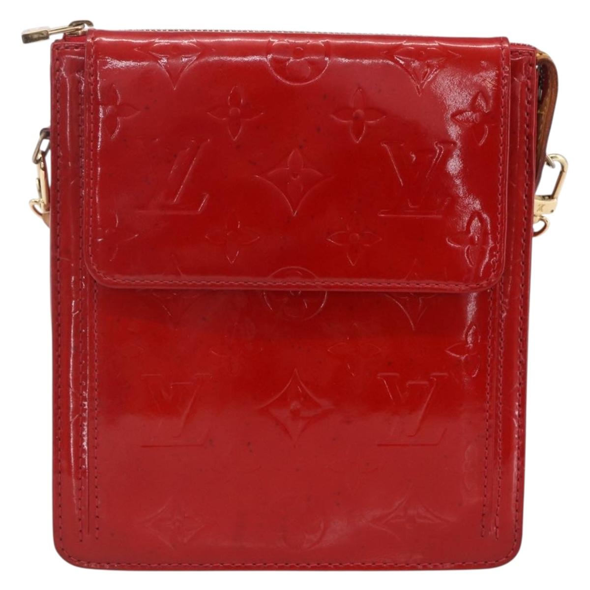 LOUIS VUITTON Monogram Vernis Motto Accessory Pouch Red M91137 LV Auth ka393