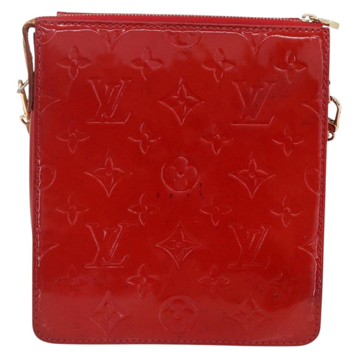 LOUIS VUITTON Monogram Vernis Motto Accessory Pouch Red M91137 LV Auth ka393